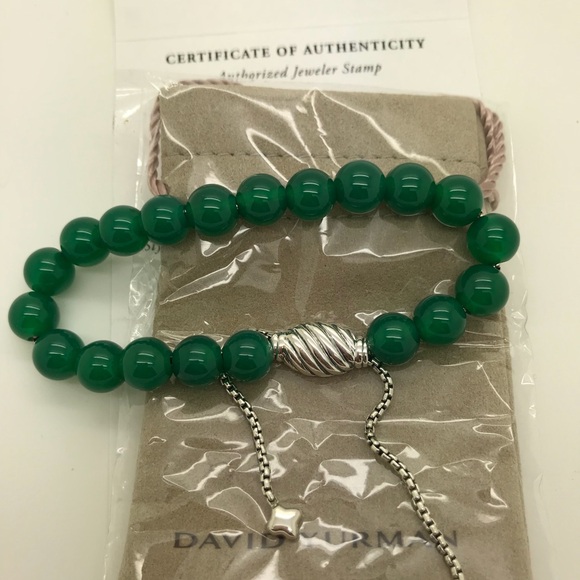 David Yurman Jewelry - David Yurman Silver 8mm beads bracelet Green Onyx